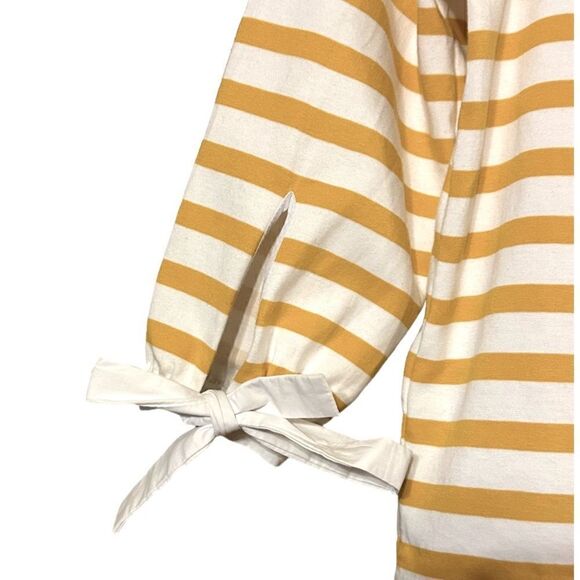 J. Crew Yellow and White Off the Shoulder Striped Cotton Summer Top Size XS 📦 - Picture 5 of 13